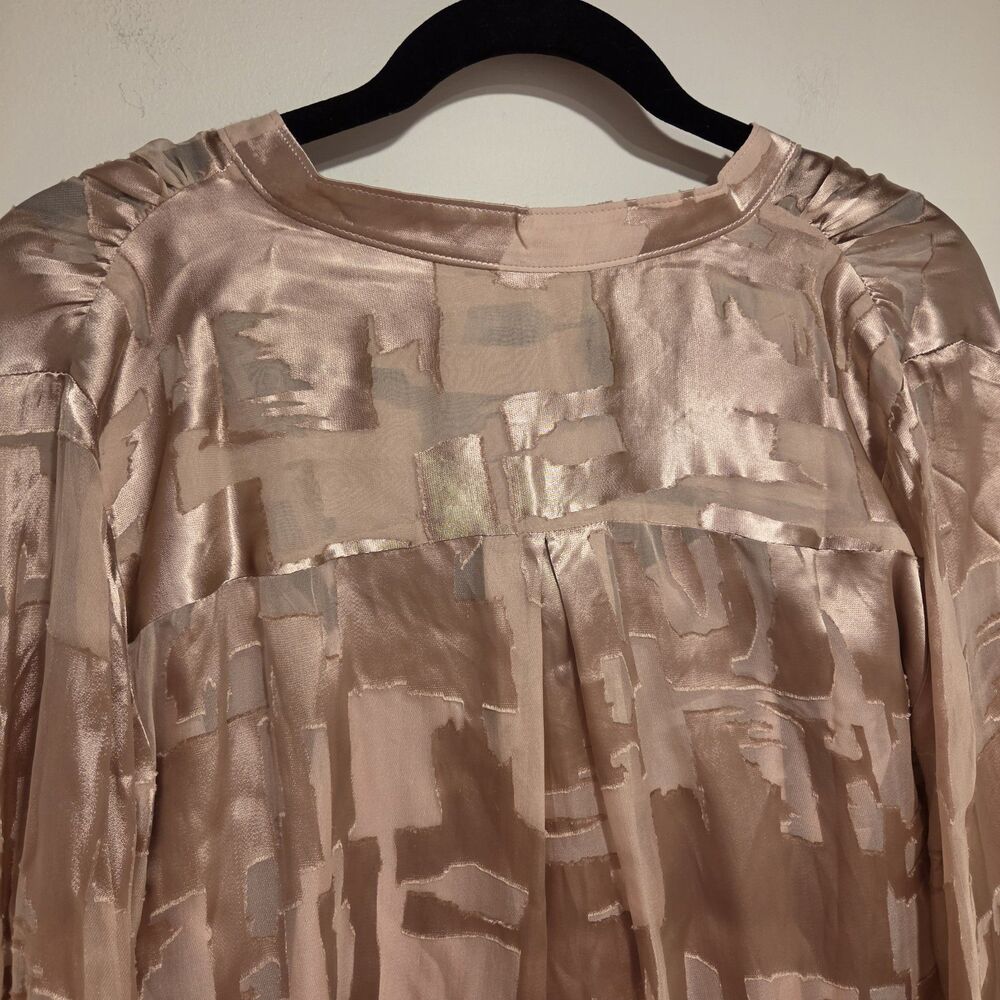 White House Black Market Silk Blend Burnout Blouse Cami Set Small Blush Pink Y2K - Picture 11 of 13